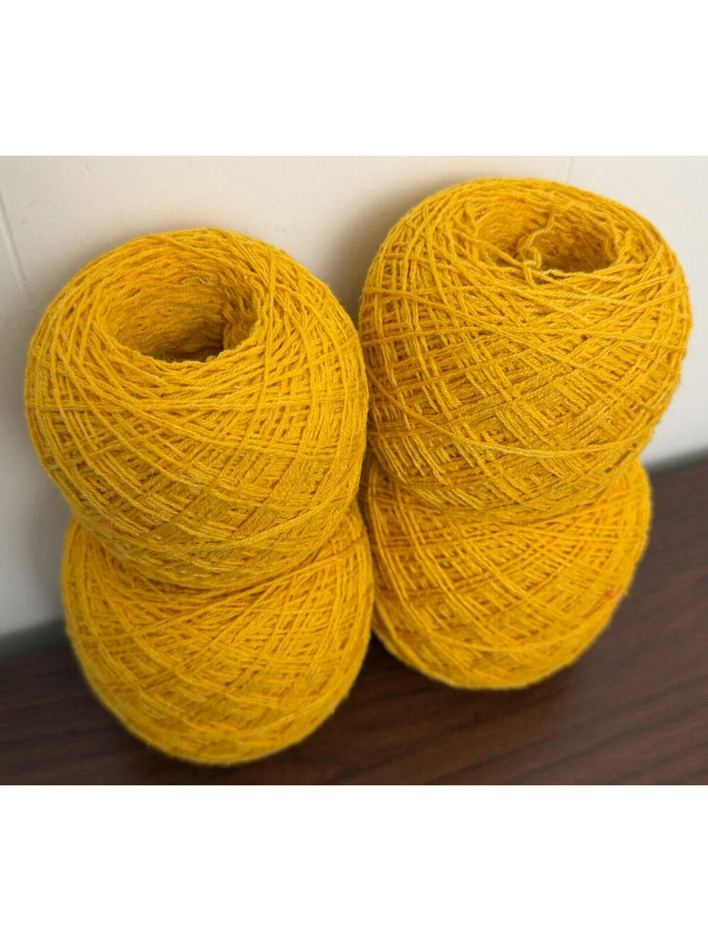 Reclaimed Cotton Acrylic Sport Yarn 734 Yds Golden Yellow 268g (4 Cakes)